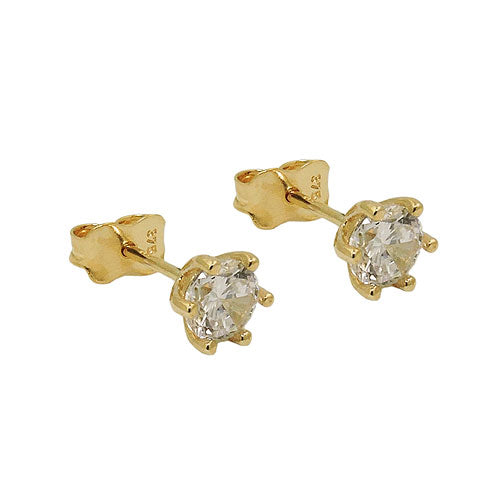 Ørestik 5mm Cubic Zirconia 9Kt GULD