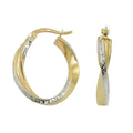 Ring ørering 20x18x3mm oval bicolor diamant buet 9Kt GULD