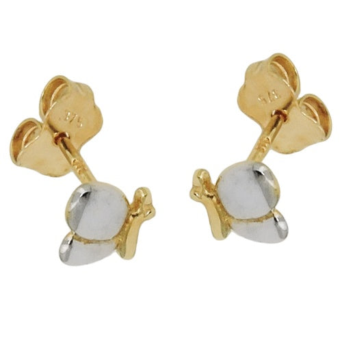 Stud Earring 6x5mm Butterfly bicolor blank 9K GOLD