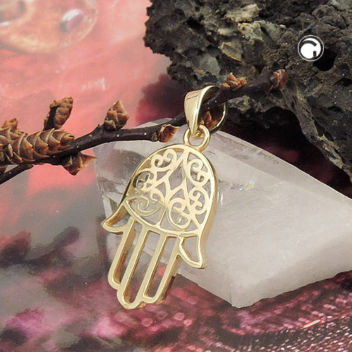 Vedhæng 16x12mm Beskyttelsessymbol Hand 9K GULD