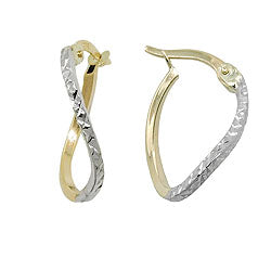 Ring ørering 17x12x1mm bicolor rhodiumbelagt diamant 9Kt GULD