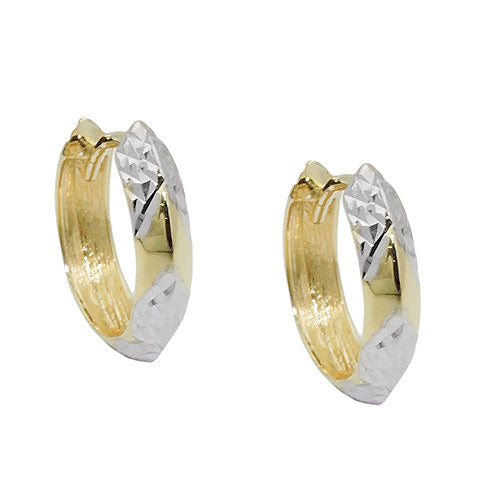 Ring 14x3mm hængsel kantet bicolor diamant 9Kt GULD