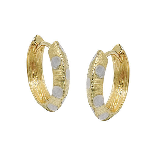 Ring 14x3mm hængsel kantet bicolor diamant 9Kt GULD