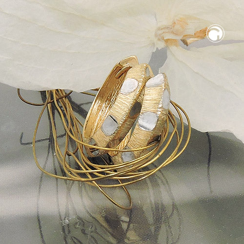 Ring 14x3mm hængsel kantet bicolor diamant 9Kt GULD