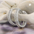Ring ørering 14x3mm foldehængsel med kubiske zirkonia 9K hvidguld