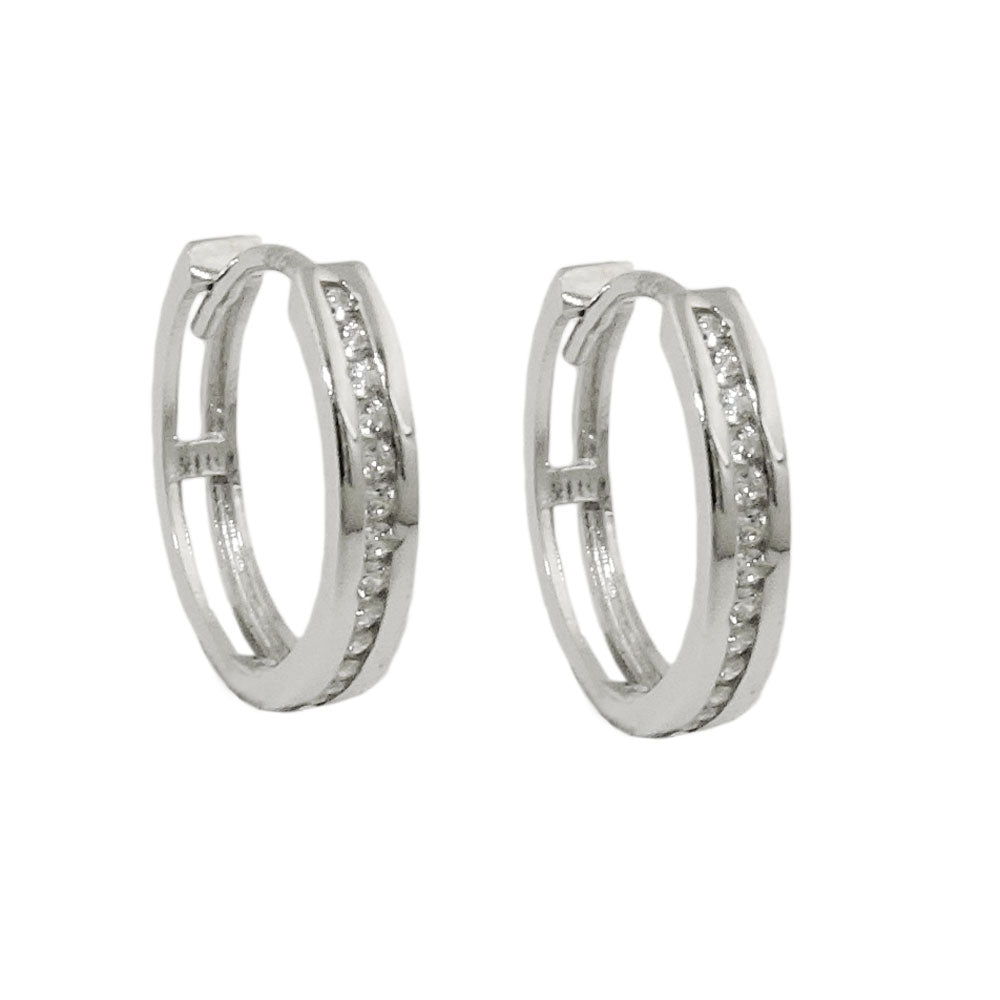 Ring ørering 14x3mm foldehængsel med kubiske zirkonia 9K hvidguld