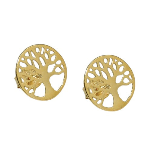 Ørestikker 10mm Tree of Life filigran Skinnende 9K GULD