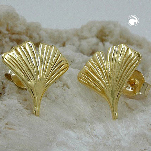 Ørestikker 12mm Ginkgo Leaf Shiny 9K GOLD