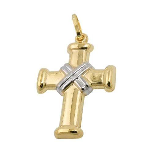 Vedhæng 20x15mm korsbicolor 9K GULD