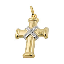 Vedhæng 20x15mm korsbicolor 9K GULD