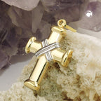 Vedhæng 20x15mm korsbicolor 9K GULD