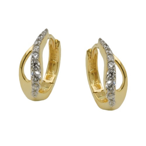 Ramme 13x5mm hængselsformet i dråbeform med kubiske zirkoniaer 9Kt GULD