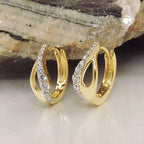Ramme 13x5mm hængselsformet i dråbeform med kubiske zirkoniaer 9Kt GULD