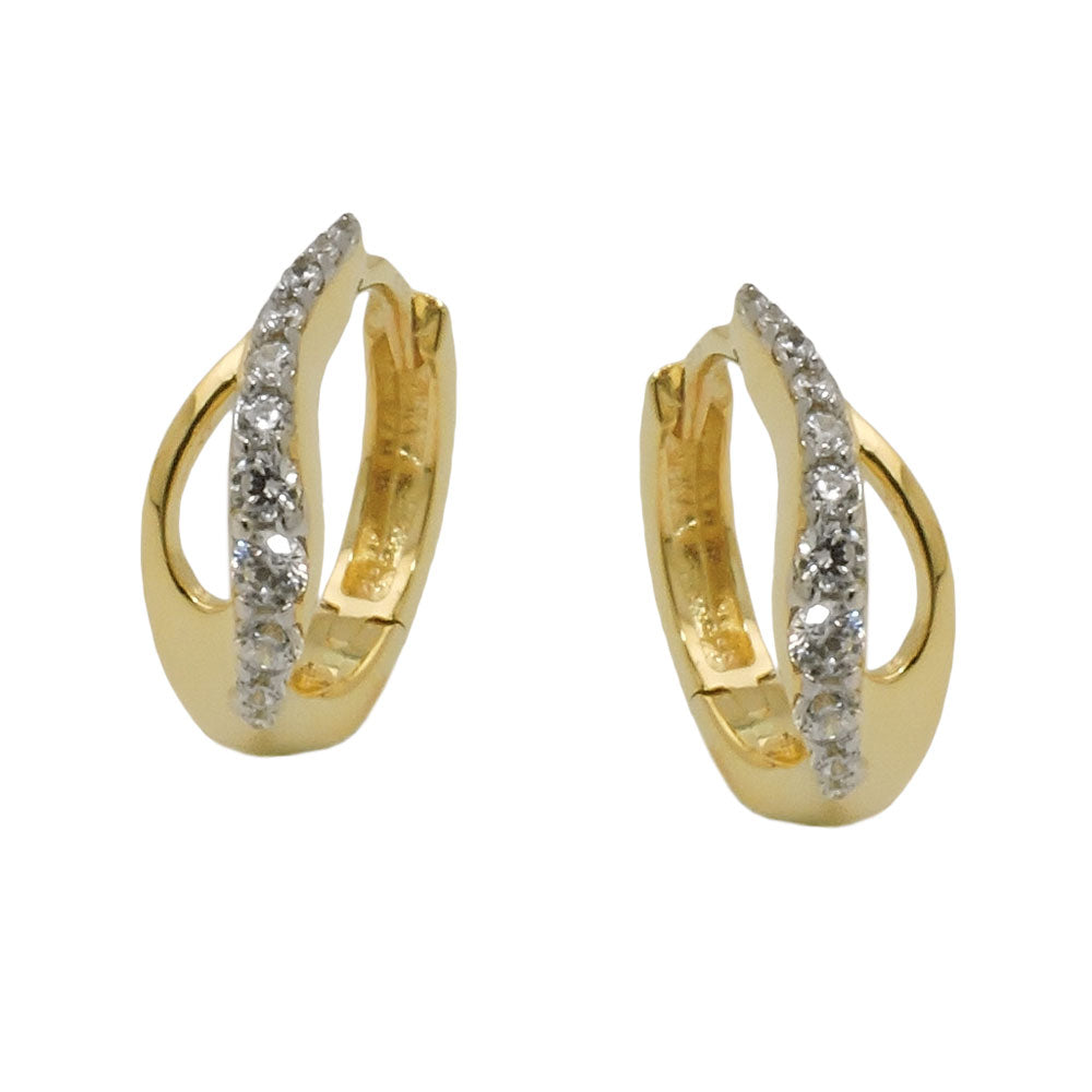 Ramme 13x5mm hængselsformet i dråbeform med kubiske zirkoniaer 9Kt GULD