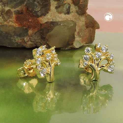 Stamørering 9x8mm træ med Cubic Zirconias GULD 9Kt