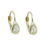 Leverback øreringe 14x5mm Drop Cubic Zirconia Hvid 9K GULD
