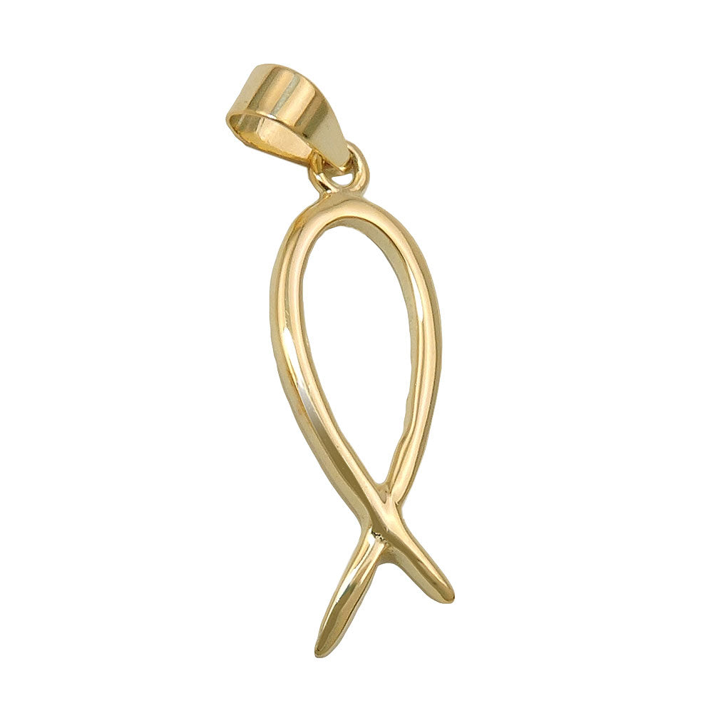 Vedhæng 20x7mm religiøst symbol Jesus Fish Shiny 9K GULD