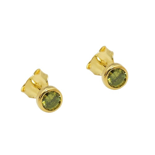Ørestikker 4,5 mm Cubic Zirconia Olivengrøn 9K GULD