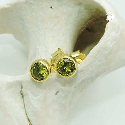 Ørestikker 4,5 mm Cubic Zirconia Olivengrøn 9K GULD