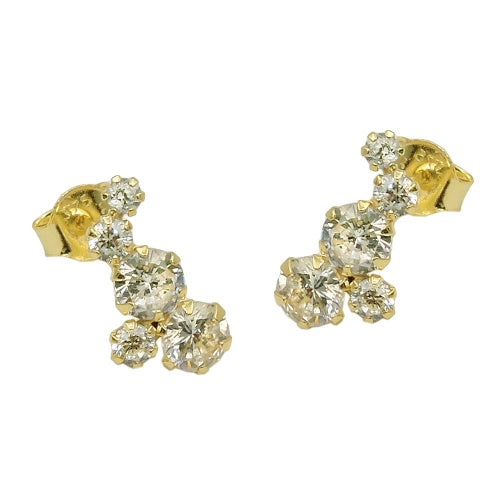Ørestift ørering 12x6mm Arc 5 Cubic Zirconias 9Kt GULD
