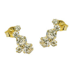 Ørestift ørering 12x6mm Arc 5 Cubic Zirconias 9Kt GULD