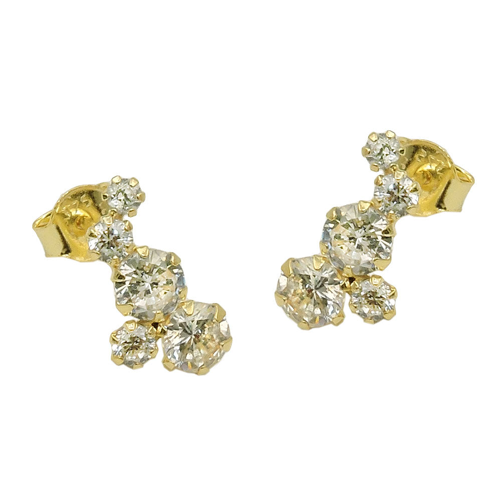 Ørestift ørering 12x6mm Arc 5 Cubic Zirconias 9Kt GULD