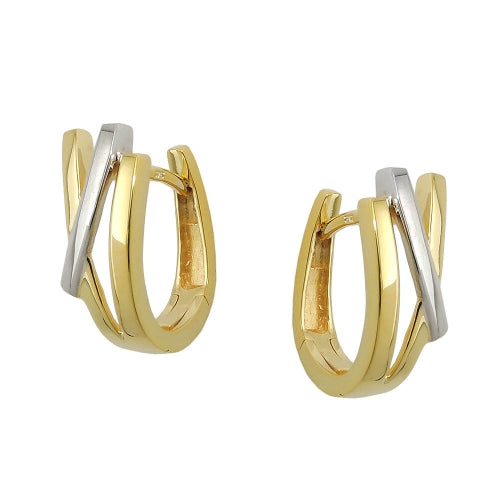 Ring ørering 15x7mm foldehængsel bicolor 9Kt GULD