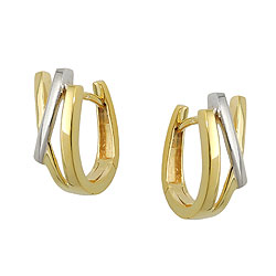 Ring ørering 15x7mm foldehængsel bicolor 9Kt GULD