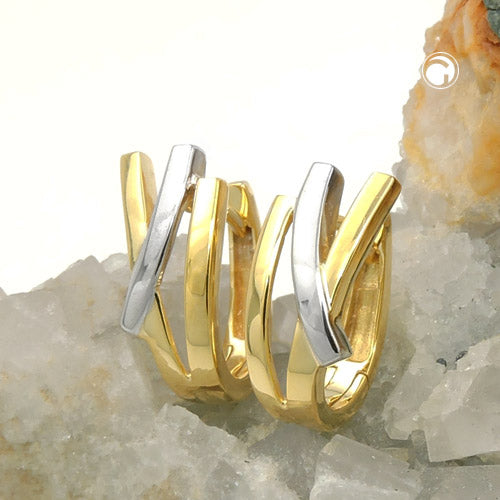 Ring ørering 15x7mm foldehængsel bicolor 9Kt GULD