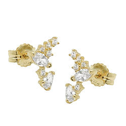 Ørestikker 7x6mm Fantasy Bow med Cubic Zirconias 9Kt GULD