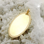 Vedhæng 19x13mm oval graveringsplade med kant 9K GULD