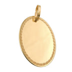 Vedhæng 19x13mm oval graveringsplade med kant 9K GULD