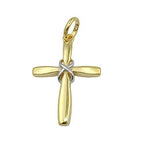 Vedhæng 20x14mm krydsbicolor blank 9K GULD