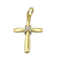 Vedhæng 20x14mm krydsbicolor blank 9K GULD