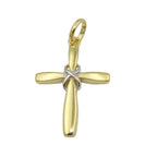 Vedhæng 20x14mm krydsbicolor blank 9K GULD