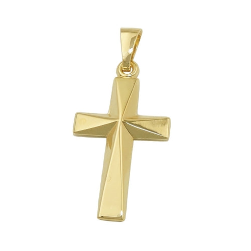 Vedhæng 21x13mm kors skinnende midter, kantet formet 9K GULD