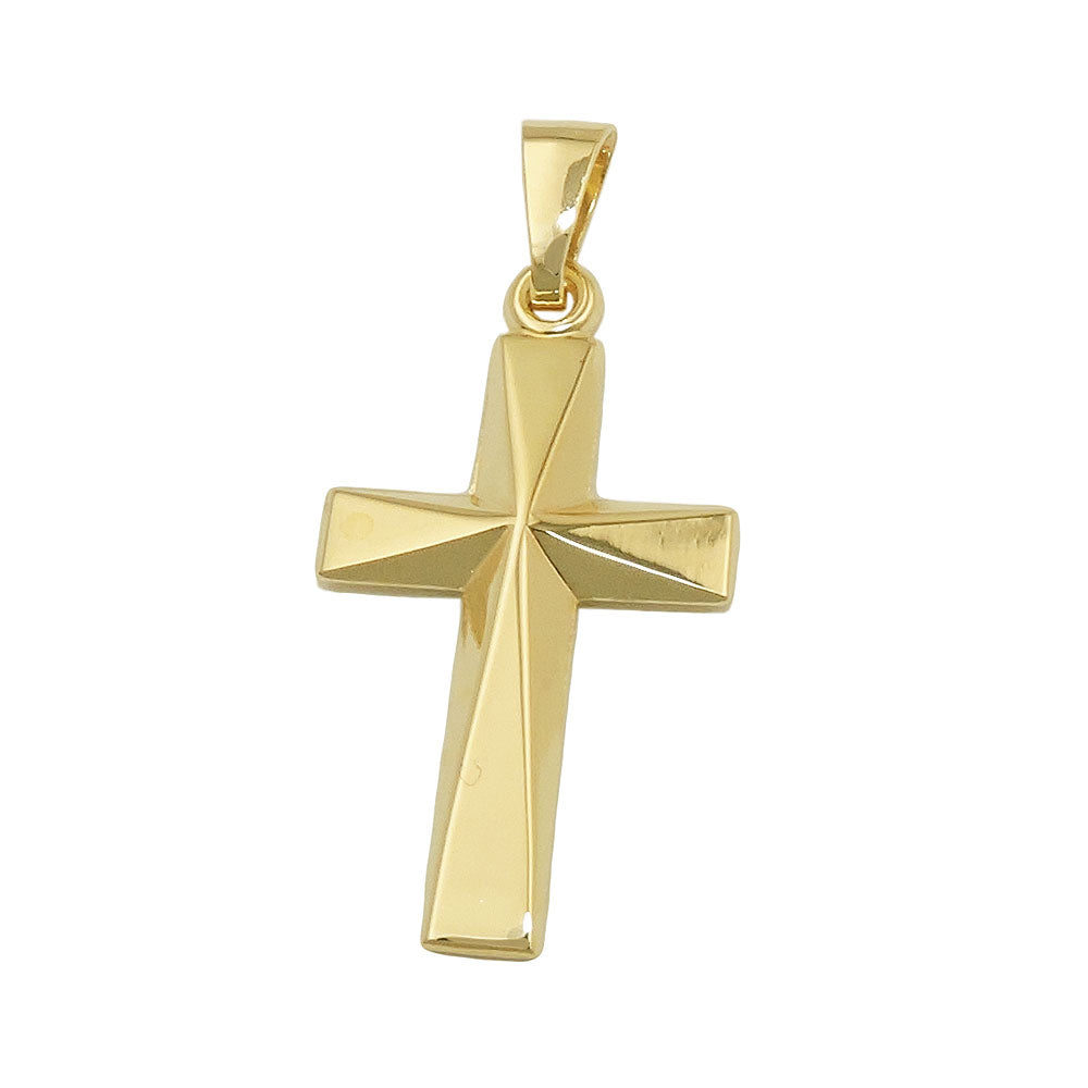 Vedhæng 21x13mm kors skinnende midter, kantet formet 9K GULD