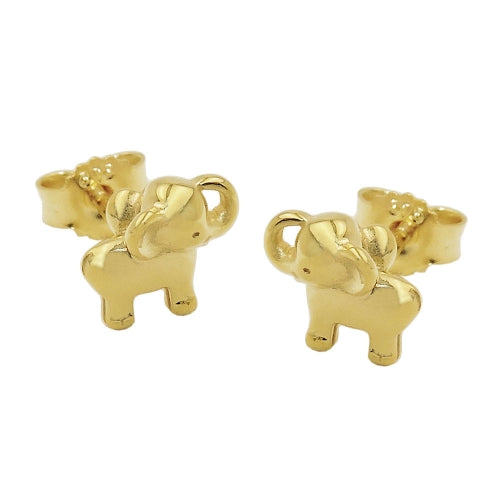 Ørestikker 6x7mm Lille Elefant Skinnende 9K GULD
