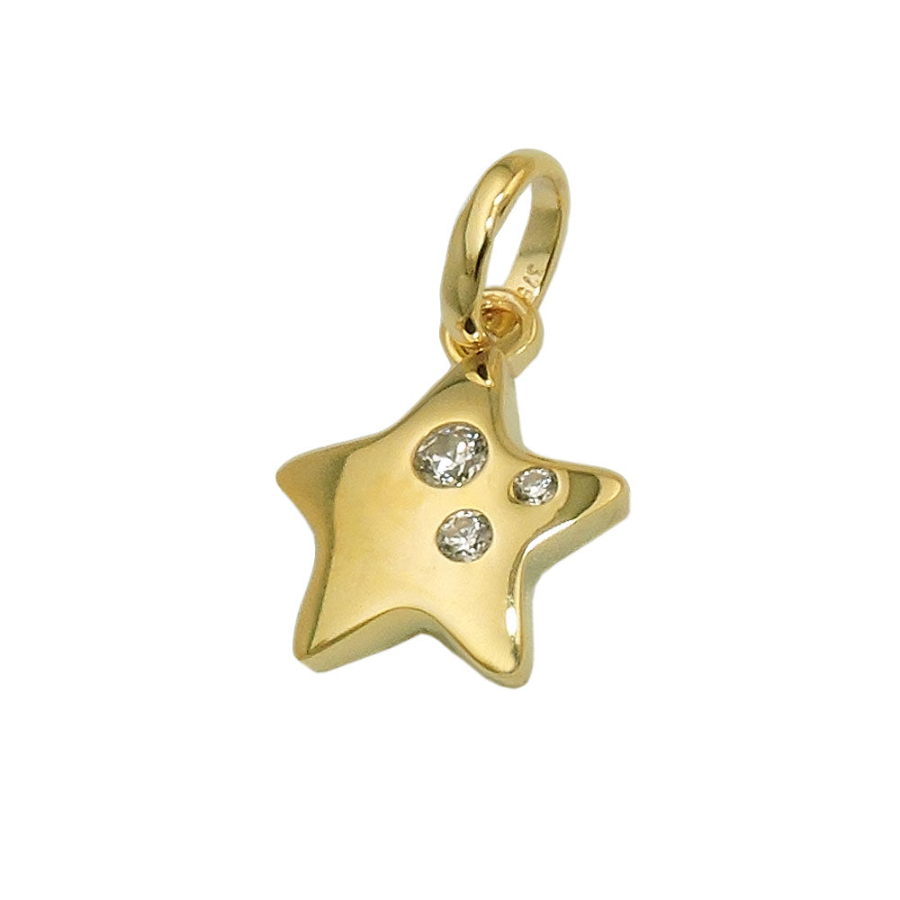 Vedhæng 10x10mm stjerne skinner med 3 kubiske zirkoniaer 9K GULD