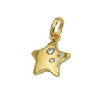Vedhæng 10x10mm stjerne skinner med 3 kubiske zirkoniaer 9K GULD