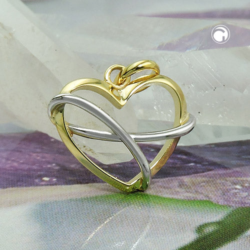 Vedhæng 13x15mm Hjerte bicolor blank 9K GULD