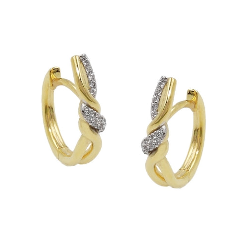 Hoop-øreringe 18x4mm foldehængsel crossover kubiske zirkonia 9K GULD