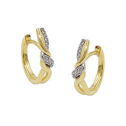 Hoop-øreringe 18x4mm foldehængsel crossover kubiske zirkonia 9K GULD