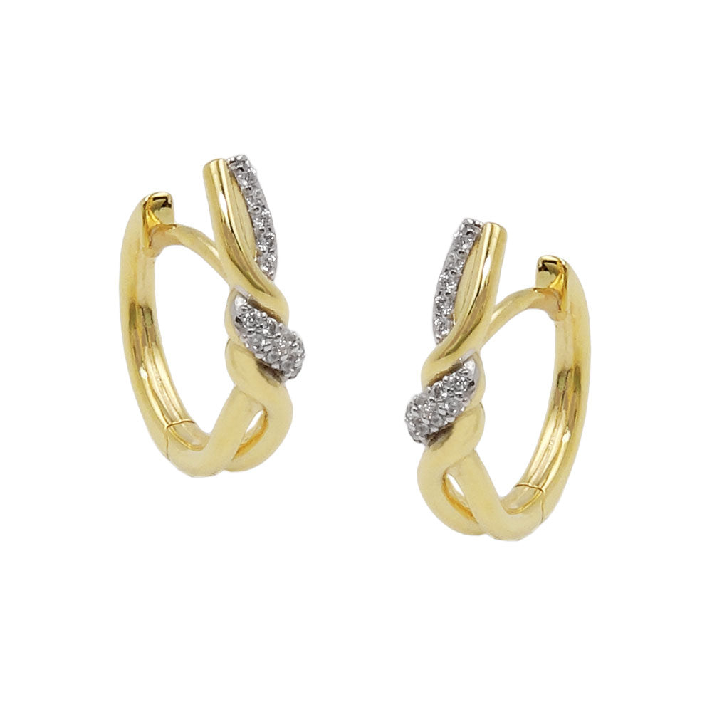 Hoop-øreringe 18x4mm foldehængsel crossover kubiske zirkonia 9K GULD