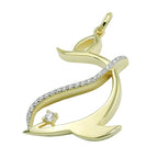 Vedhæng 25x20mm stiliseret delfin med kubiske zirkonier 9K GULD
