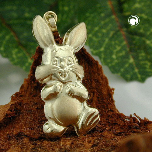 Vedhæng 20x11mm Bunny mat blank 14K GULD