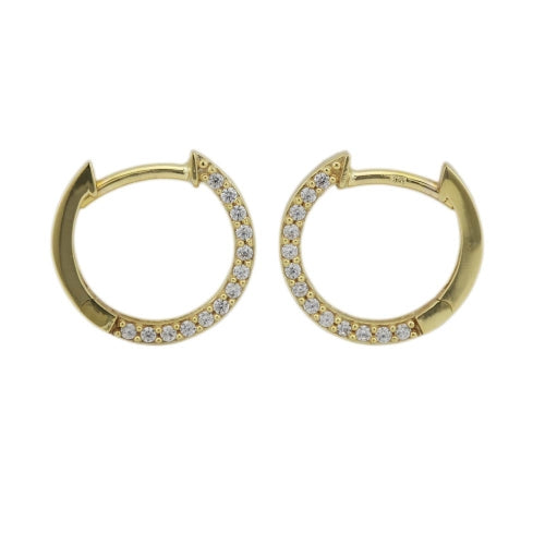 Ring ørering 13x2mm foldehængsel med Cubic Zirconias 9Kt GULD