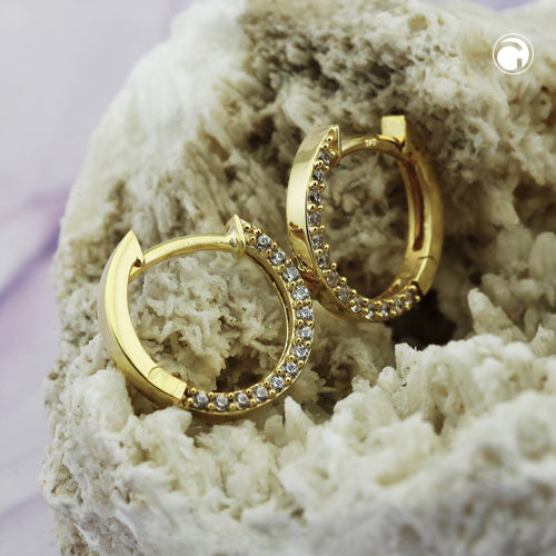Ring ørering 13x2mm foldehængsel med Cubic Zirconias 9Kt GULD