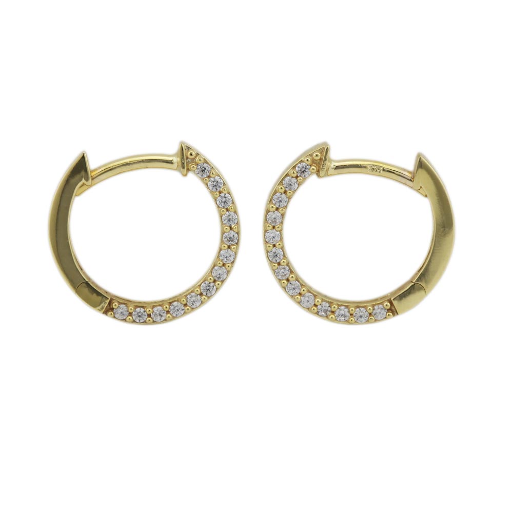 Ring ørering 13x2mm foldehængsel med Cubic Zirconias 9Kt GULD