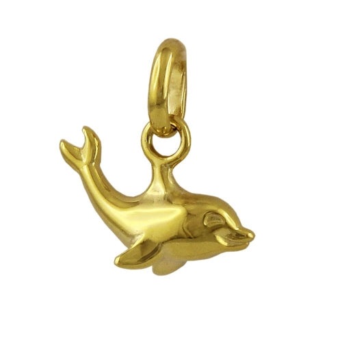 Vedhæng 12x7mm Lille Delfin Shiny 9K GULD